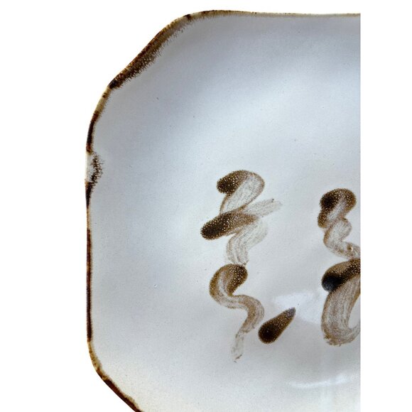 VTG Signed Handcrafted Ceramic Plates Abstract Earth Brushstroke Design Set Of 2 - Picture 4 of 13